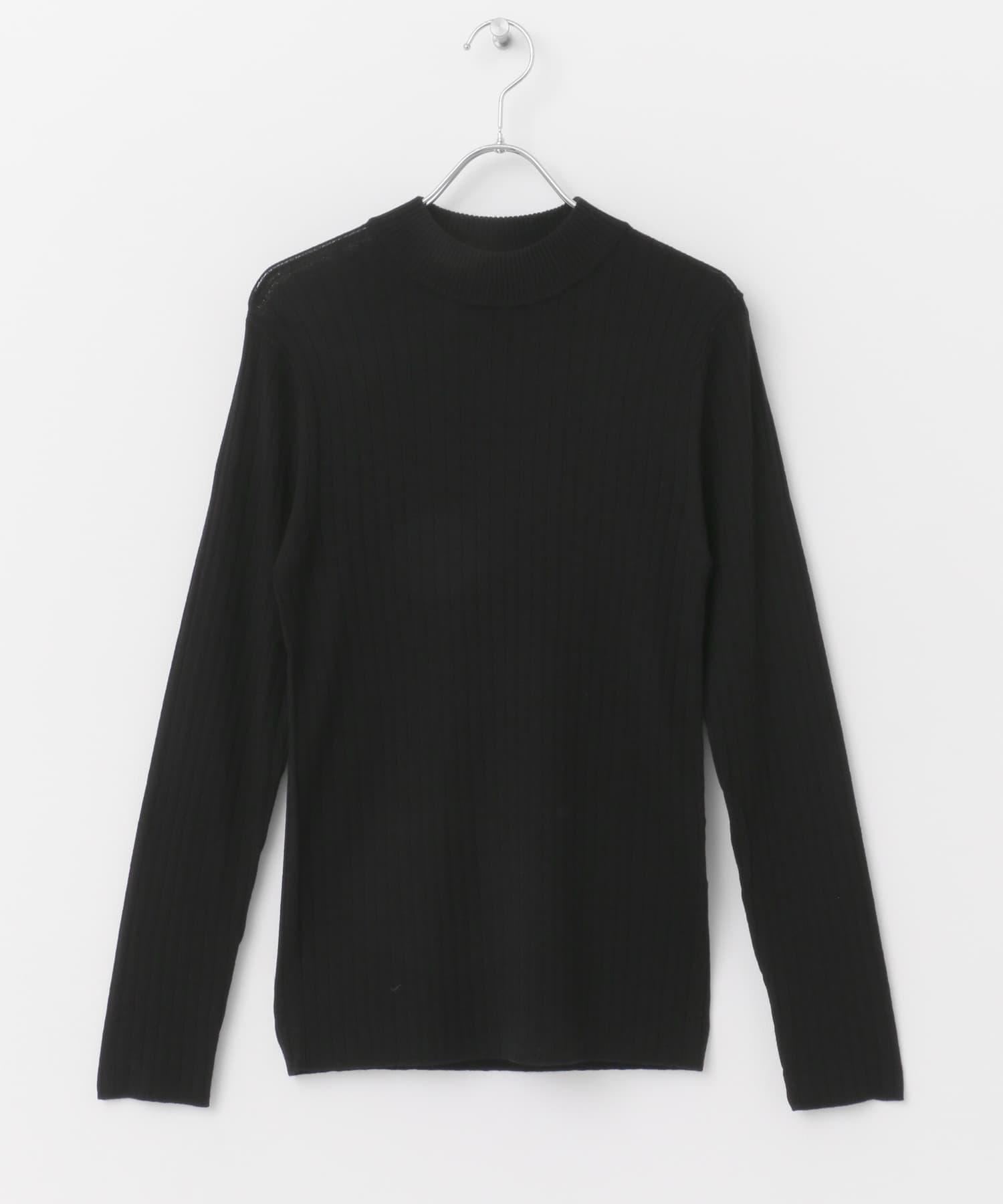 高領羅紋針織衫(黑色-M-BLACK)