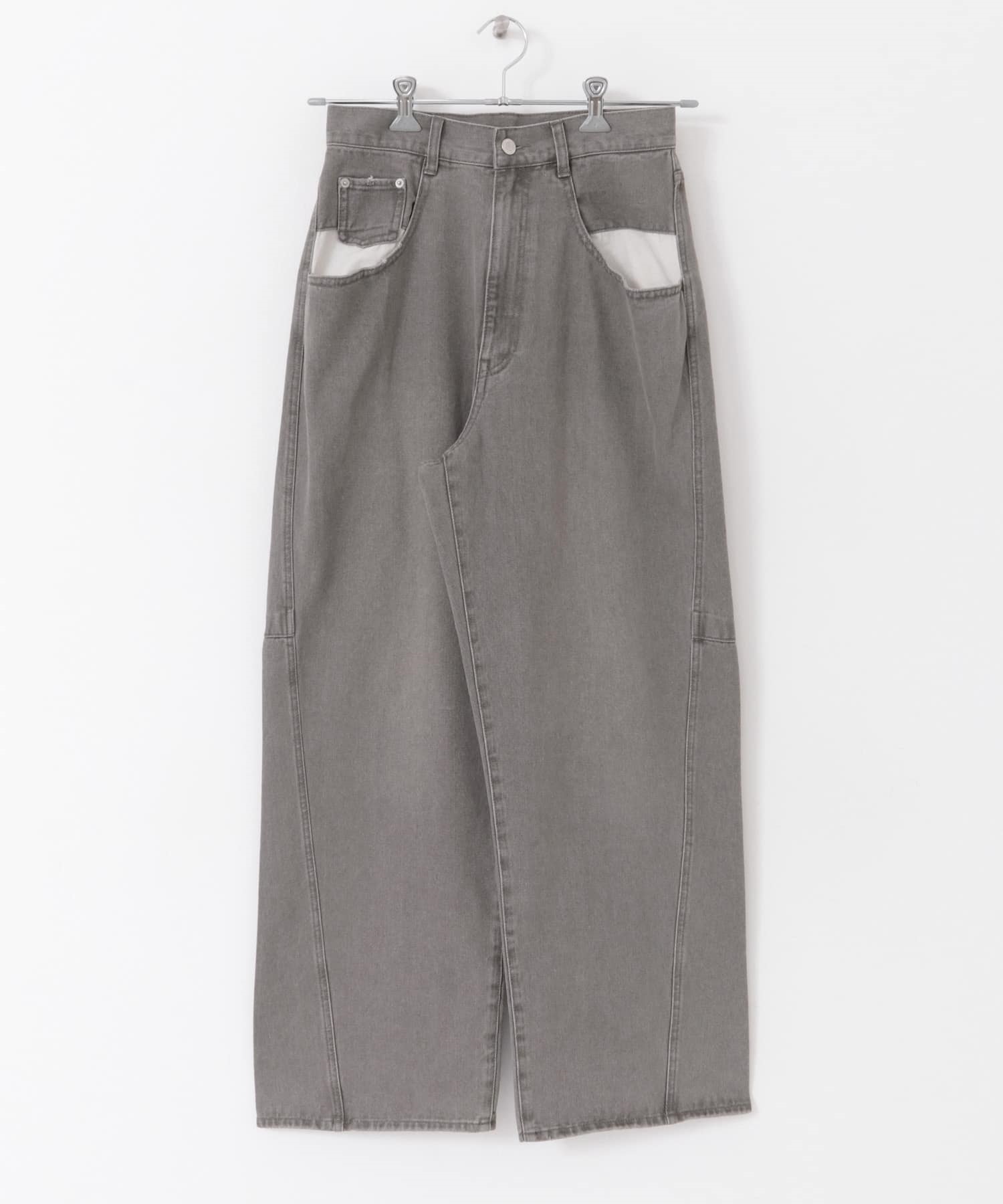 大口袋設計牛仔褲(灰色-34-GRAY)