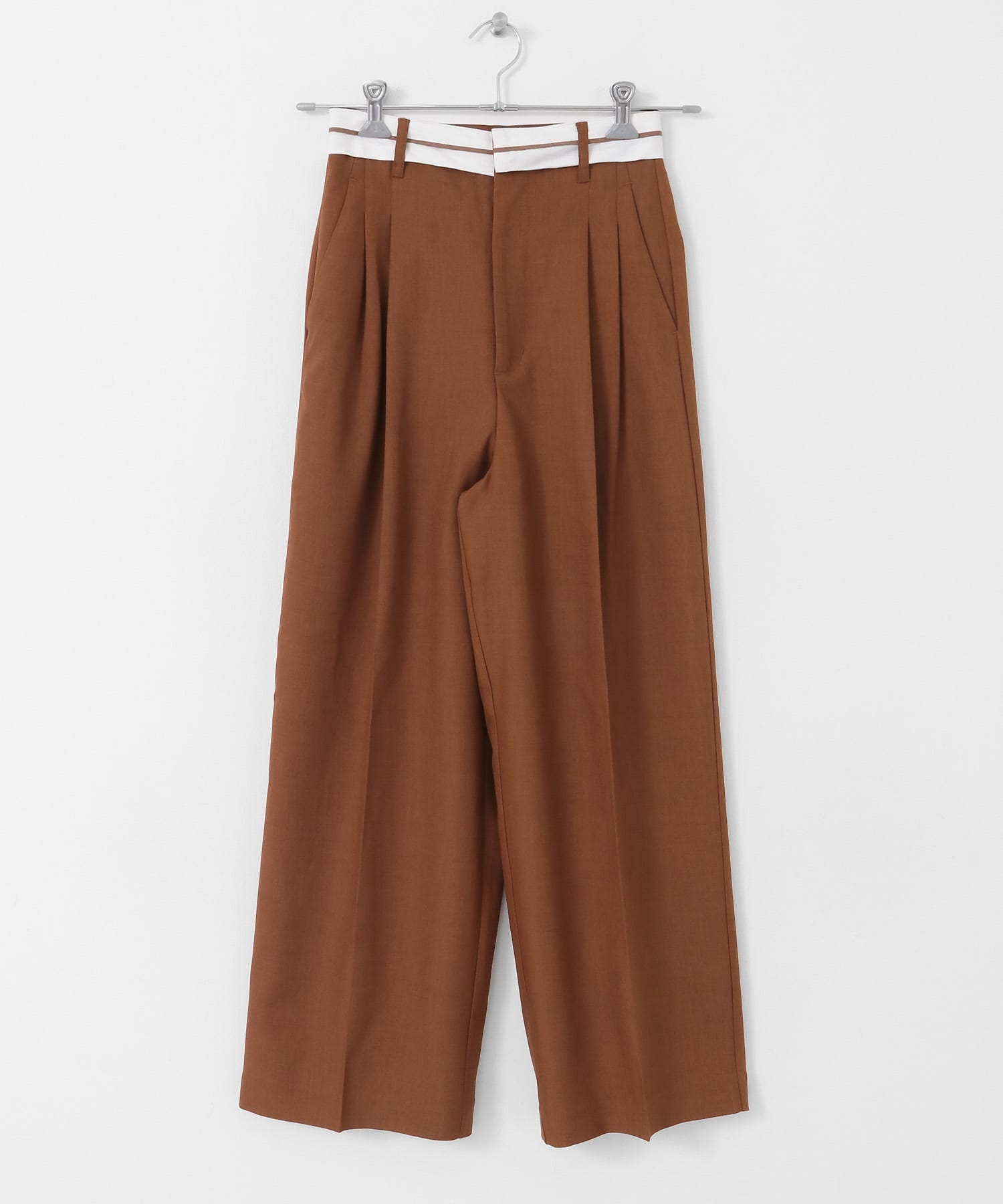 腰頭織帶設計長褲(棕色-36-BROWN)