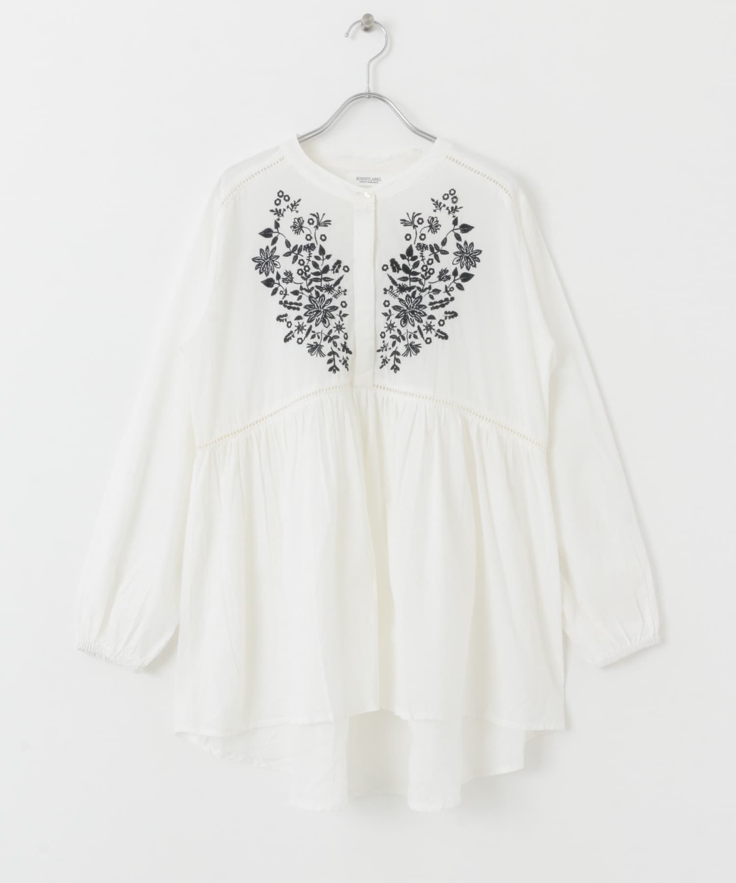 空氣感棉質刺繡罩衫(米色-FREE-OFF WHITE)