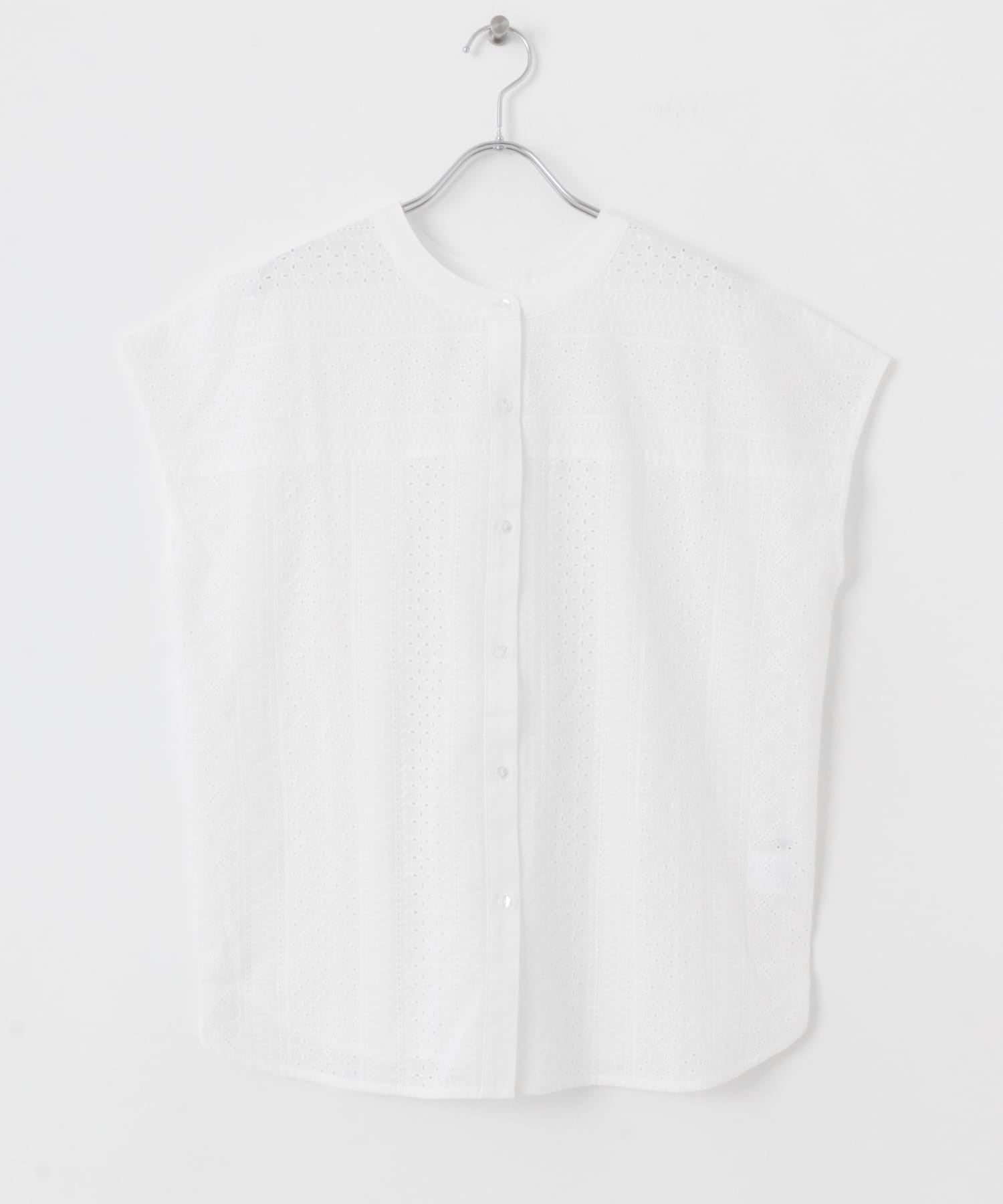 2WAY立領棉質蕾絲襯衫(米色-FREE-OFF WHITE)