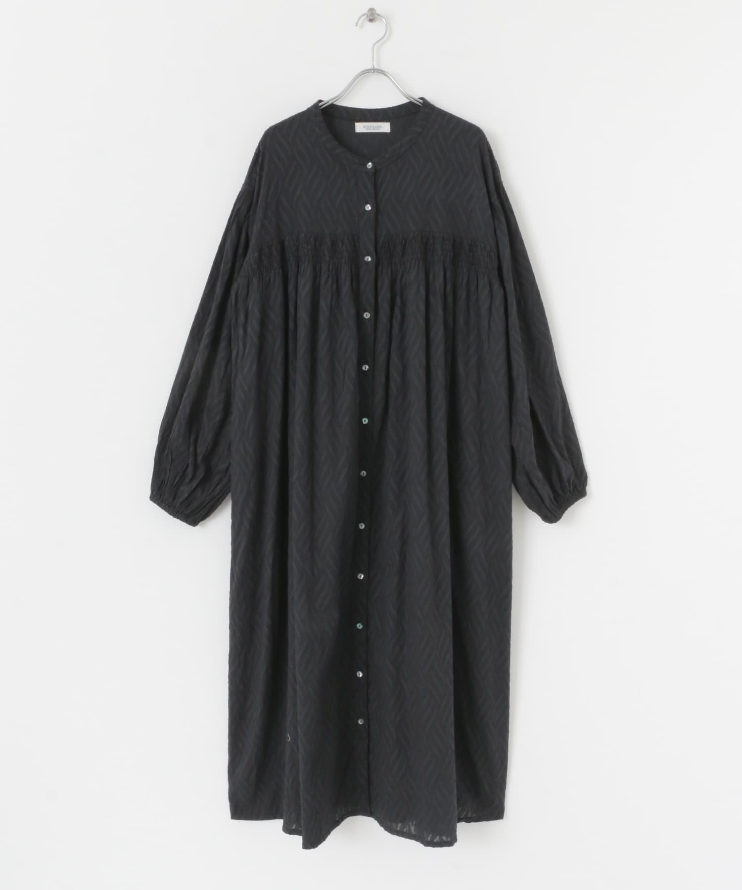 棉質葉片織紋多臂洋裝(黑色-FREE-BLACK)