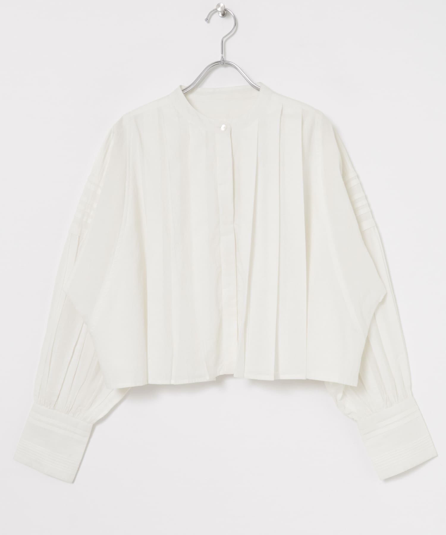 棉質巴里紗短版傘狀襯衫(米色-FREE-OFF WHITE)