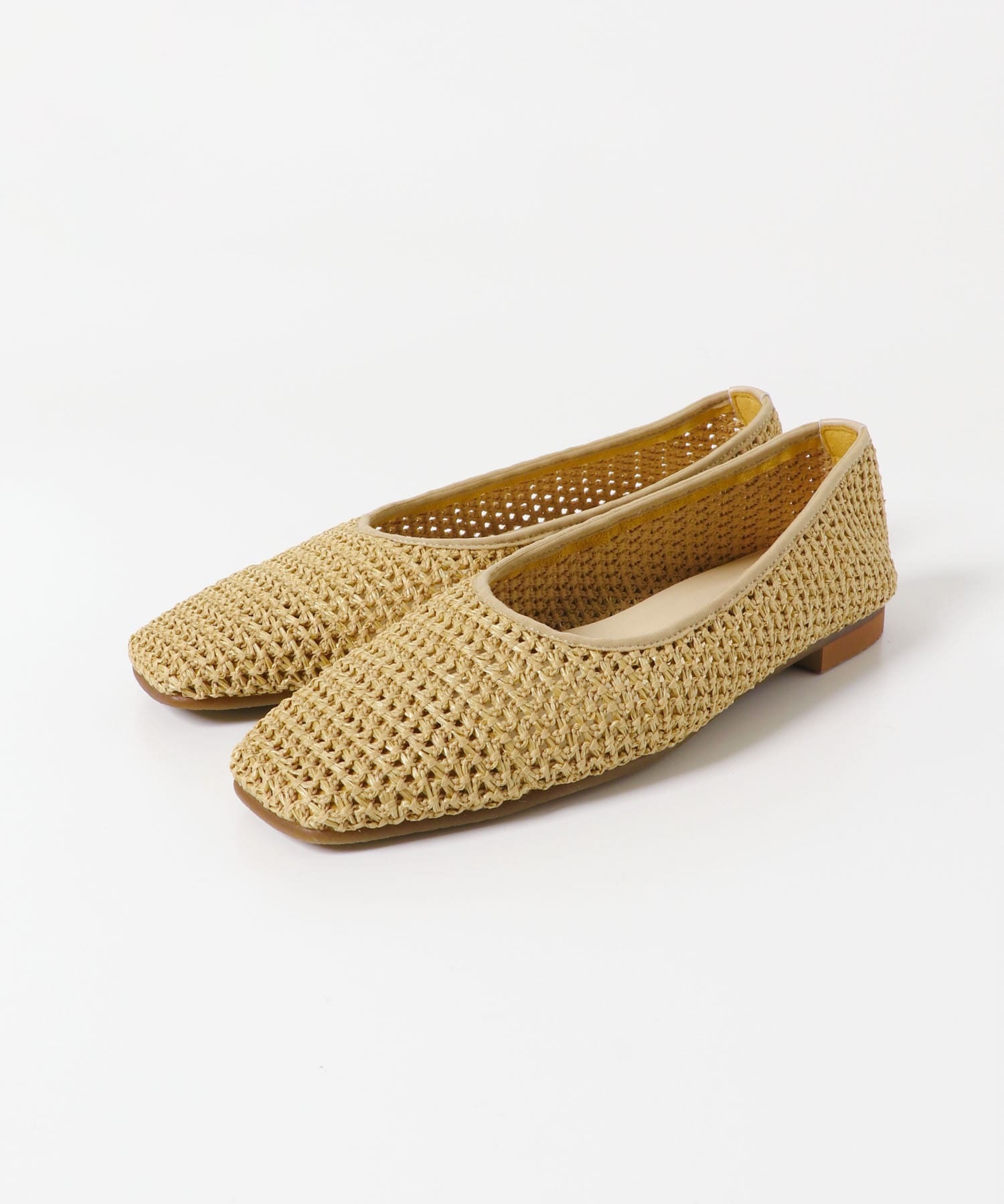 日本製編織方頭鞋(膚色-36-BEIGE)