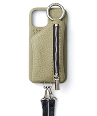 ajew / 金屬環拉鍊手機殼(灰綠-iPhone 13-LIGHT KHAKI)