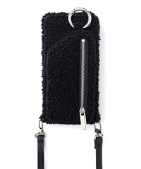 ajew / 絨毛掀蓋手機殼(黑色-M-BLACK)