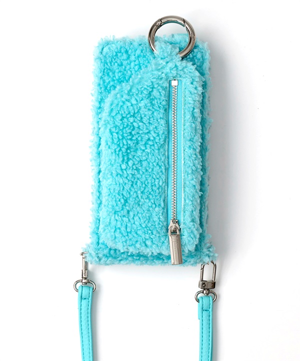 ajew / 絨毛掀蓋手機殼(藍色-M-BLUE)