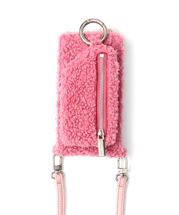 ajew / 絨毛掀蓋手機殼(粉紅色-M-PINK)