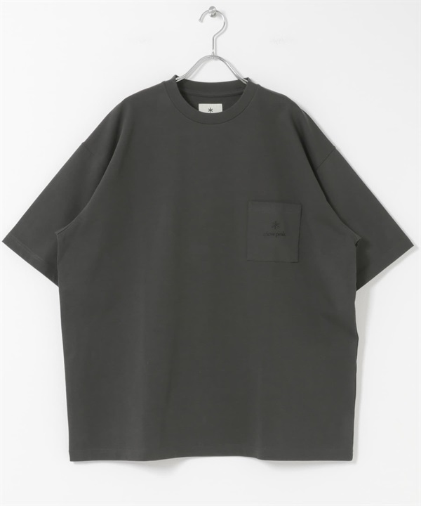 【別注】Snow Peak / 口袋LOGO短袖T恤(炭灰色-M-CHARCOAL GRAY)