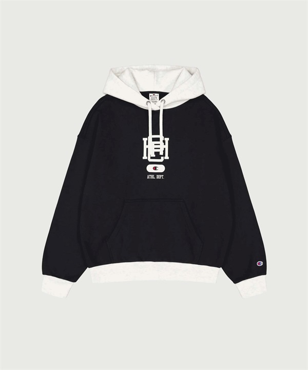Champion / 撞色LOGO連帽上衣(黑色-M-BLACK)