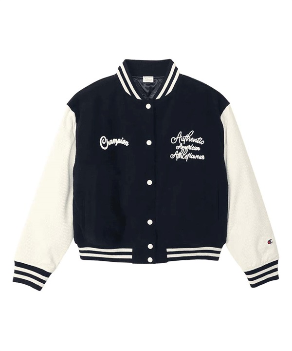 Champion / 燈芯絨刺繡棒球夾克(藏青色-M-NAVY)