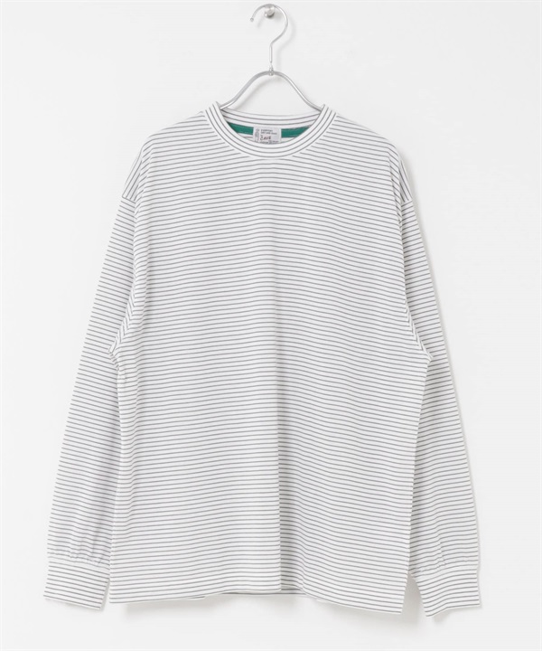 FORK&SPOON CAVE橫紋長袖T恤(米色ｘ炭灰色-4-其他白色)