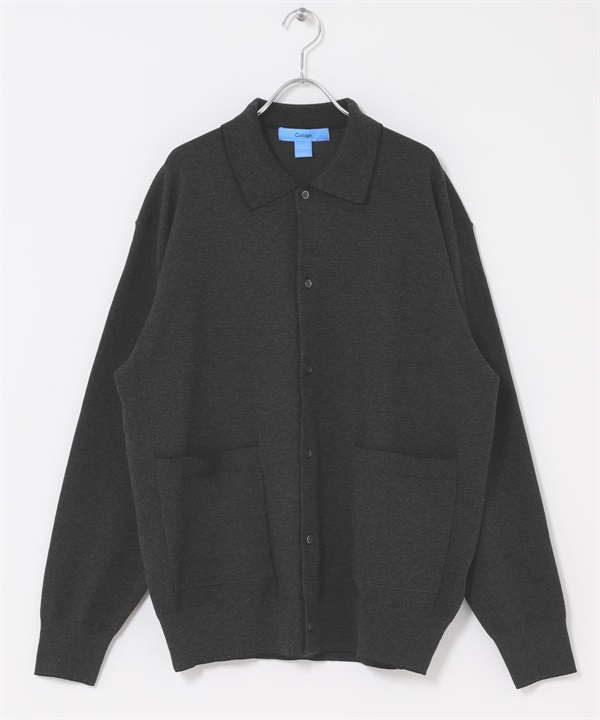 FORK&SPOON 針織POLO開襟衫(炭灰色ｘ灰色-4-COLOR A)