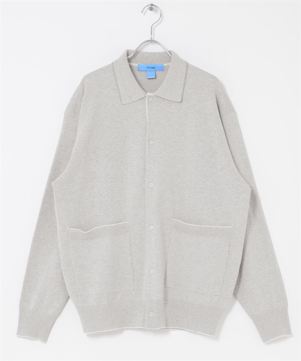 FORK&SPOON 針織POLO開襟衫(灰色ｘ米色-4-COLOR B)