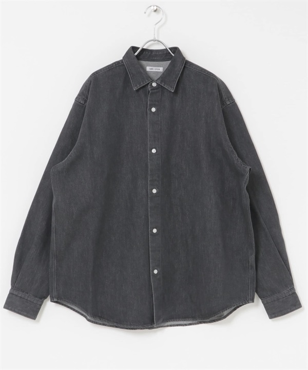 FORK&SPOON 和紙混紡牛仔襯衫(黑色-4-BLACK)