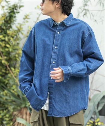 FORK&SPOON 和紙混紡牛仔襯衫