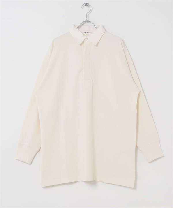 FORK&SPOON 成品染寬版橄欖球衫(象牙白-1-IVORY)