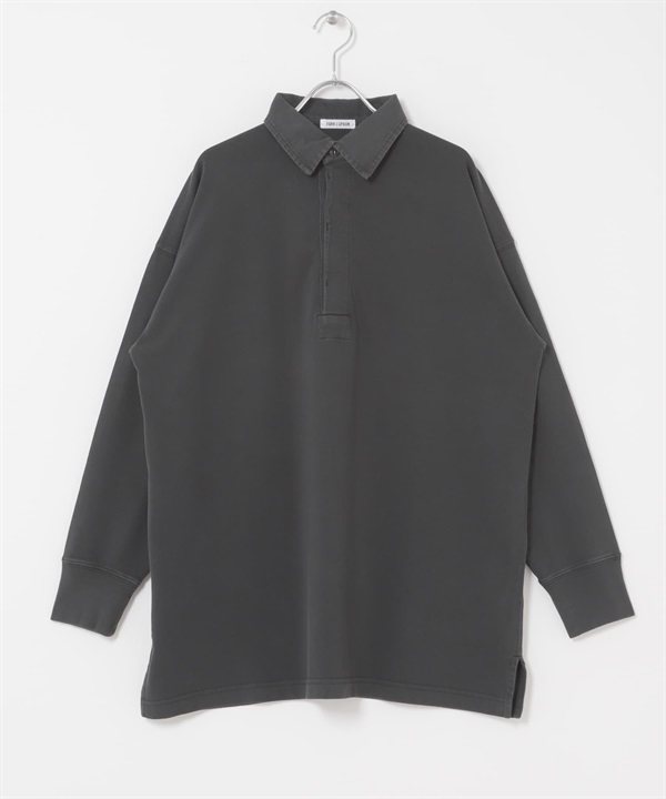 FORK&SPOON 成品染寬版橄欖球衫(炭灰色-1-CHARCOAL GRAY)