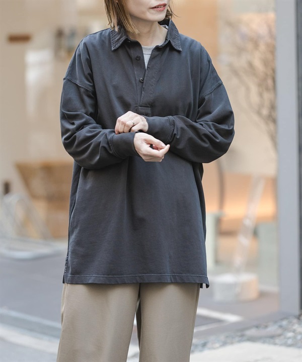 FORK&SPOON 成品染寬版橄欖球衫