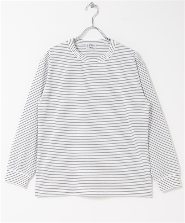 FORK&SPOON CAVE橫紋長袖T恤(米色ｘ炭灰色-1-其他白色)