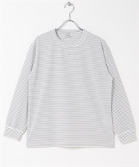 FORK&SPOON CAVE橫紋長袖T恤(米色ｘ炭灰色-1-其他白色)