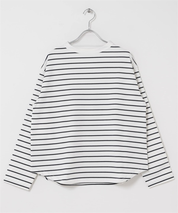 FORK&SPOON 瓶型領長袖T恤(米色ｘ藏青色-1-其他白色)