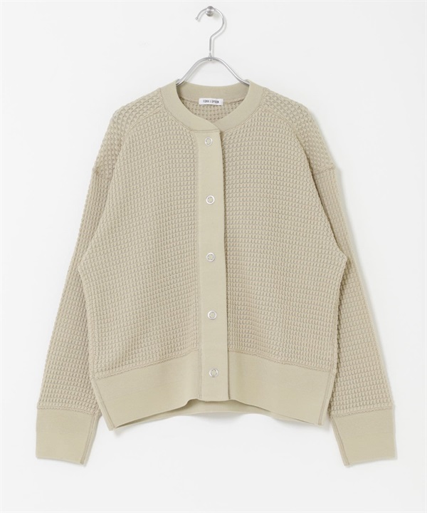 FORK&SPOON 華夫格開襟衫(膚色-1-BEIGE)