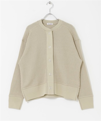 FORK&SPOON 華夫格開襟衫(膚色-1-BEIGE)