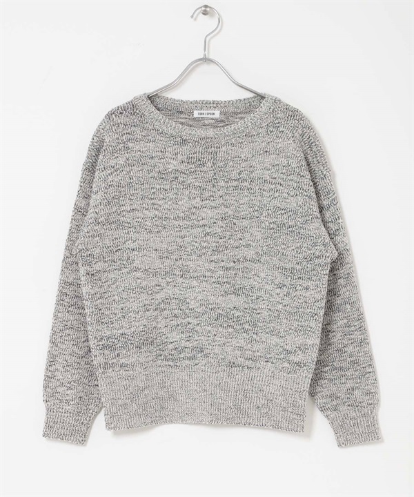 FORK&SPOON 帶狀紗船型領針織衫(黑色x象牙白-1-其他黑色)