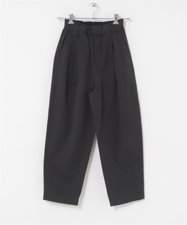 FORK&SPOON 棉質斜紋弧線剪裁長褲(黑色-1-BLACK)