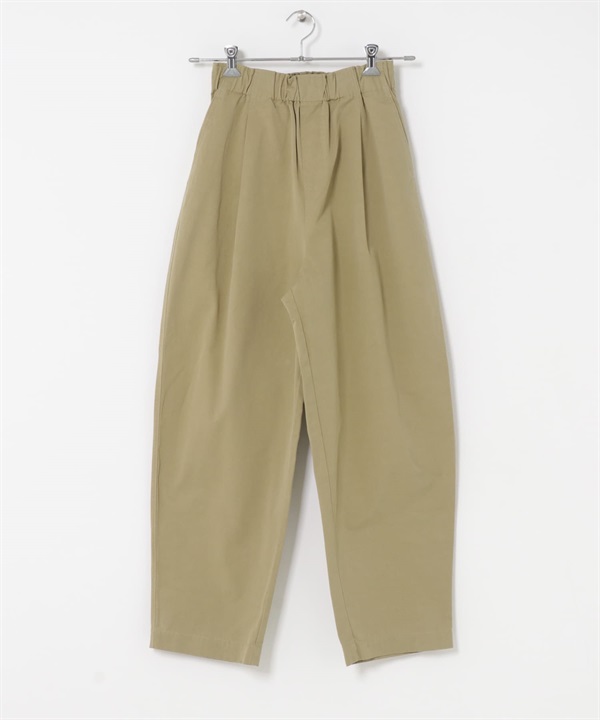 FORK&SPOON 棉質斜紋弧線剪裁長褲(膚色-1-BEIGE)