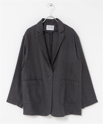 FORK&SPOON 混麻料西裝外套(炭灰色格紋-1-其他灰色)