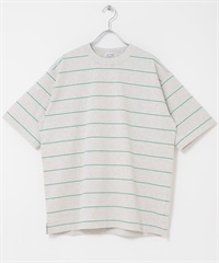 FORK&SPOON 添紗橫紋短袖T恤(灰色x綠色-4-其他綠色)