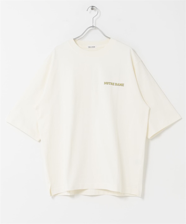 FORK&SPOON 植絨印花T恤(米色-4-OFF WHITE)