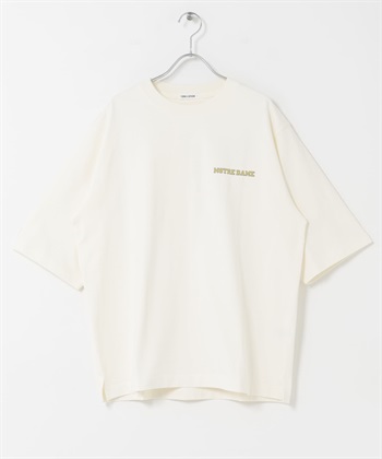 FORK&SPOON 植絨印花T恤(米色-4-OFF WHITE)