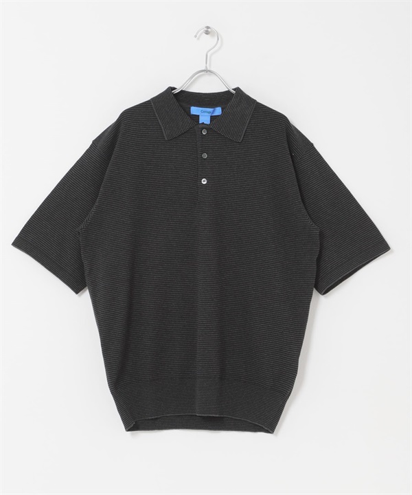 FORK&SPOON 橫紋短袖針織POLO衫(炭灰色x黑色-4-其他灰色)