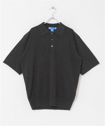 FORK&SPOON 橫紋短袖針織POLO衫(炭灰色x黑色-4-其他灰色)