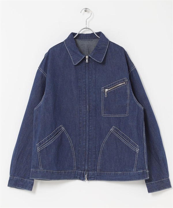 FORK&SPOON 棉麻牛仔拉鍊夾克(牛仔原色-4-ONE WASH)