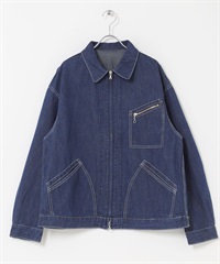 FORK&SPOON 棉麻牛仔拉鍊夾克(牛仔原色-4-ONE WASH)