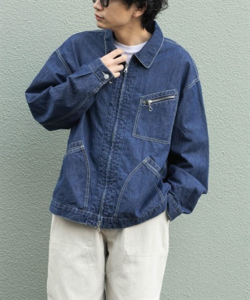 FORK&SPOON 棉麻牛仔拉鍊夾克