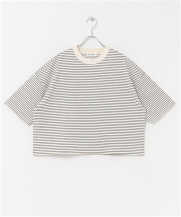 FORK&SPOON 多彩橫紋T恤(象牙白x炭灰色-1-CHARCOAL GRAY)