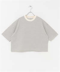 FORK&SPOON 多彩橫紋T恤(象牙白x炭灰色-1-CHARCOAL GRAY)