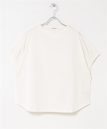 FORK&SPOON 瓶型領碎褶袖T恤(米色-1-OFF WHITE)