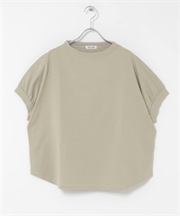 FORK&SPOON 瓶型領碎褶袖T恤(膚色-1-BEIGE)