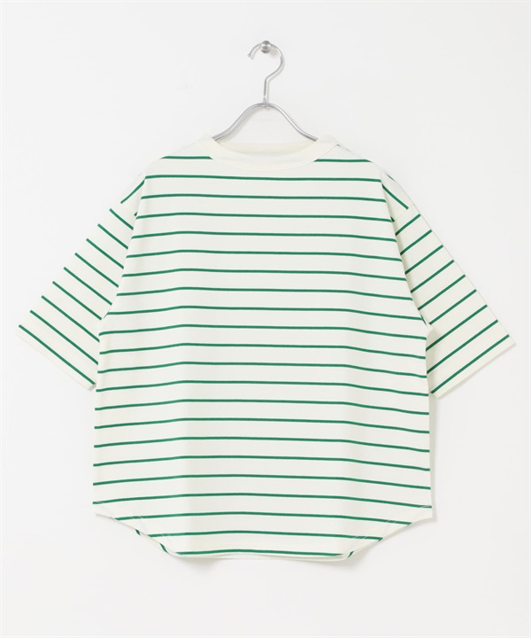 FORK&SPOON 瓶型領短袖T恤(奶油色ｘ綠色-1-其他膚色)