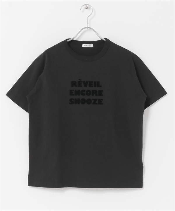 FORK&SPOON 植絨LOGO短袖T恤(黑色x黑色-1-其他黑色)