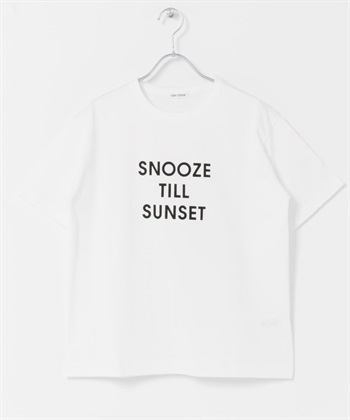 FORK&SPOON 植絨LOGO短袖T恤(米色x黑色-1-COLOR A)