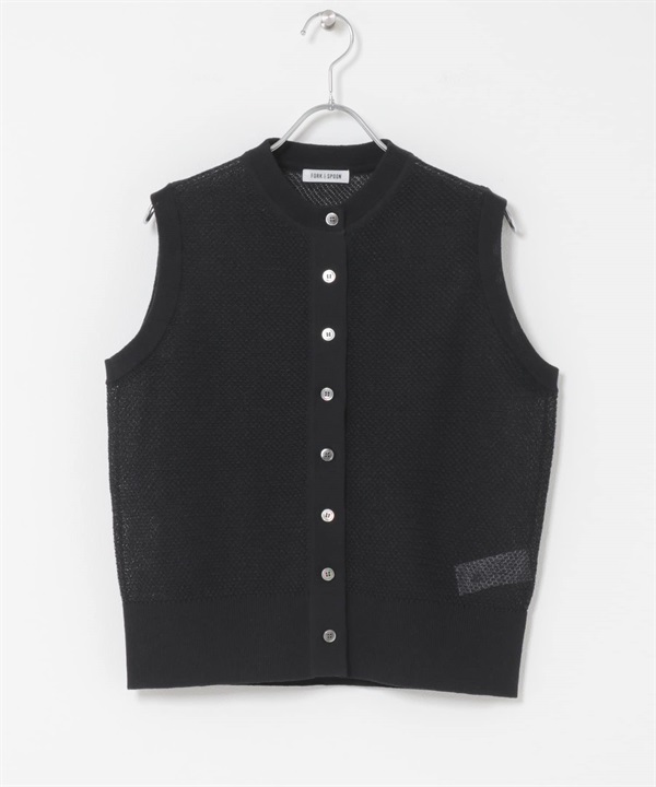 FORK&SPOON 正面鈕扣針織背心(黑色-1-BLACK)