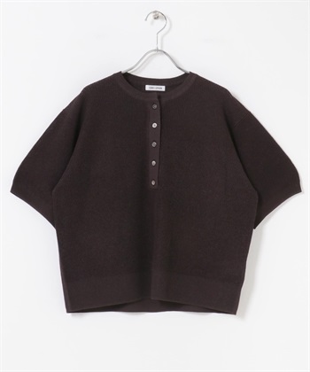 FORK&SPOON 和紙亨利領針織衫(棕色-1-BROWN)