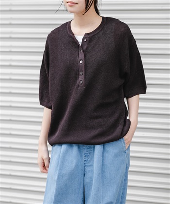 FORK&SPOON 和紙亨利領針織衫